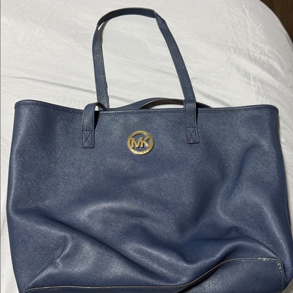 Michael Kors Dark Blue Tote with Gold Accent - Picture 1 of 2